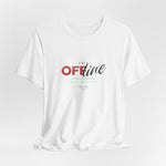 The UNIT OFFLINE t-shirt in white — a blank file where an identity once existed.