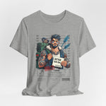 The SAGITTARIUS t-shirt in Athletic Heather — soft grey tone ideal for low-profile presence. 3D mockup on white background. No model included.