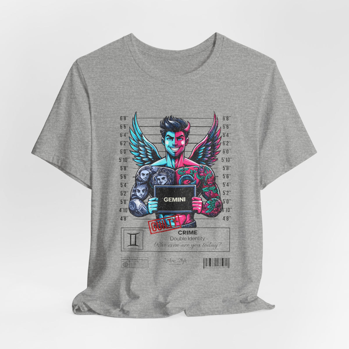 The GEMINI t-shirt in Athletic Heather — Grey area? That’s where they thrive.