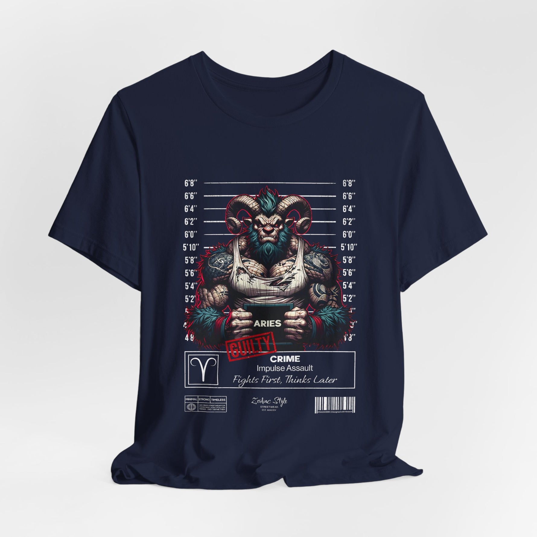 The ARIES t-shirt in navy — Dark discipline wrapped around fury.