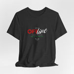 The UNIT OFFLINE t-shirt in dark heather grey — silent, secure, unreadable.