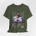 3D mockup of the LIBRA t-shirt in Military Green — muted olive tone. NO BACKGROUND. NO MODEL.