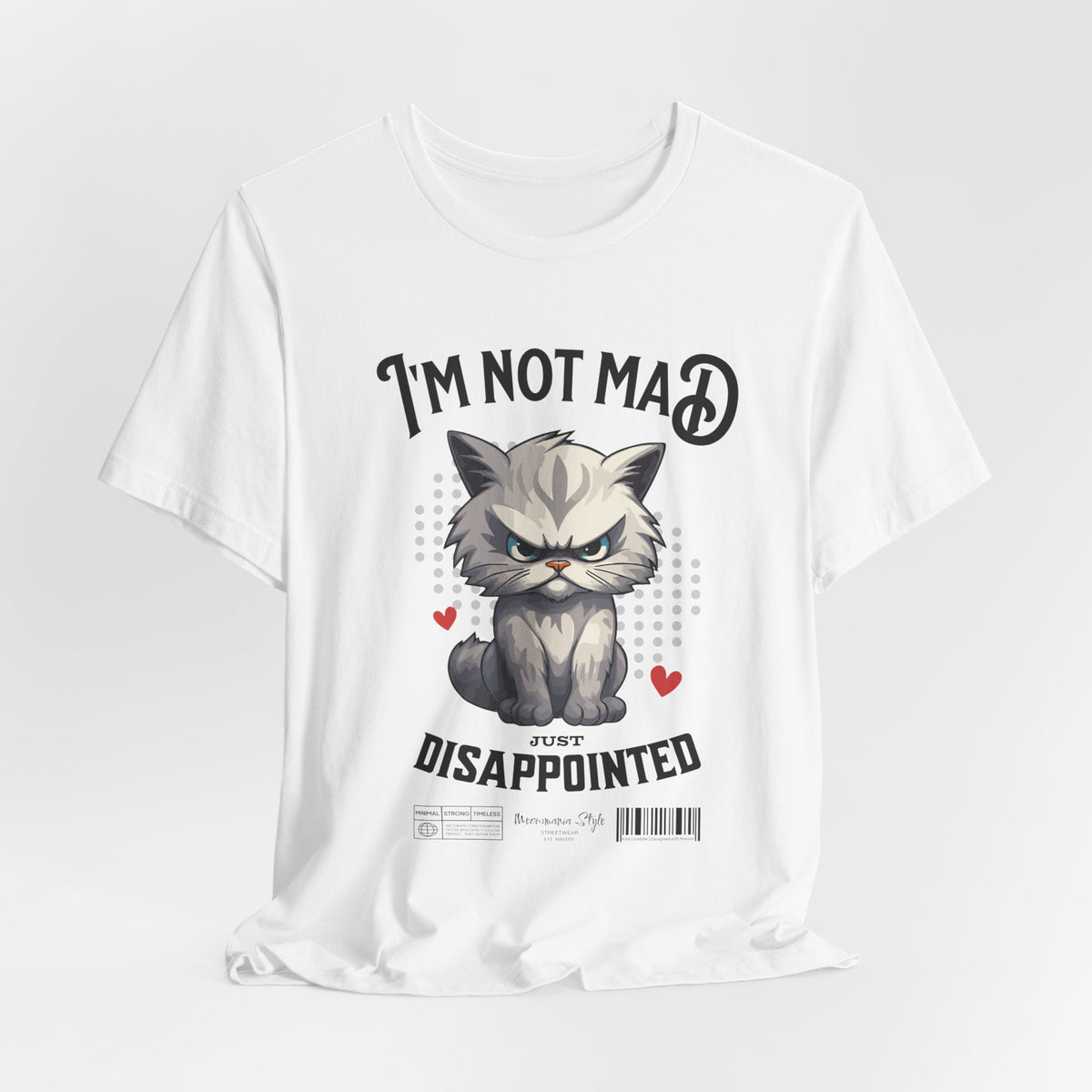 The NOT MAD t-shirt in White — 3D mockup of a pure white shirt; plain background and no model.