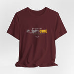 The PROTOCOL BLACKCODE t-shirt in Maroon — deep protocol, deeper defiance. 3D mockup of a t-shirt in dark maroon color. No model, no background.