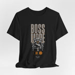 Color swatch for “Black” – BOSS MODE design on a jet black T-shirt.