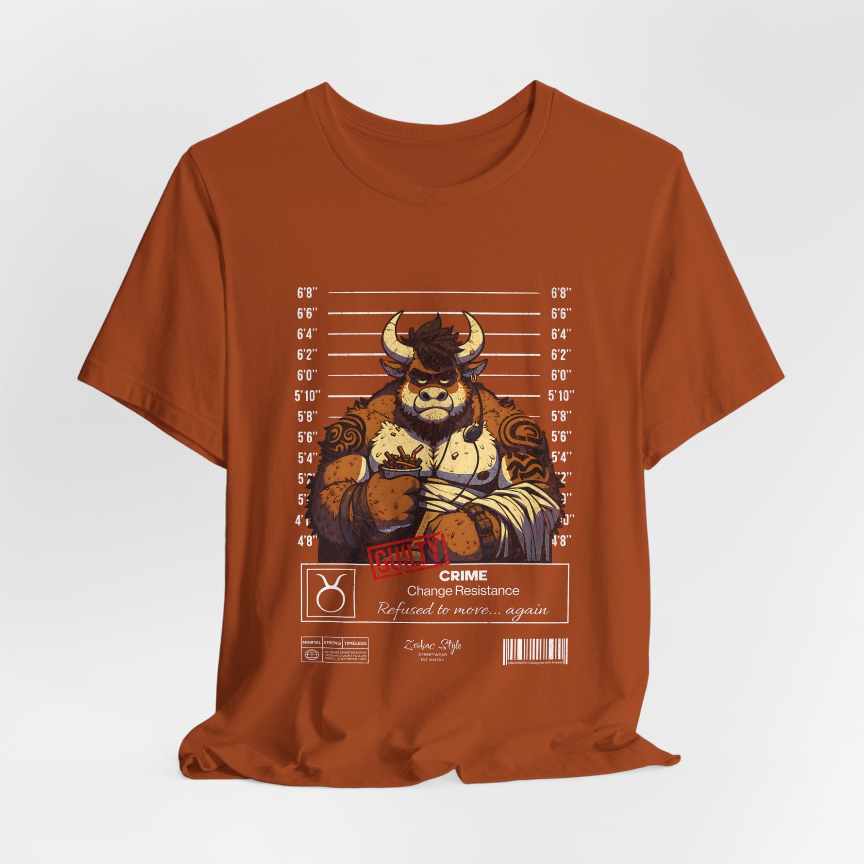 The TAURUS t-shirt in Autumn — Fall shades, but the bull stands tall.
