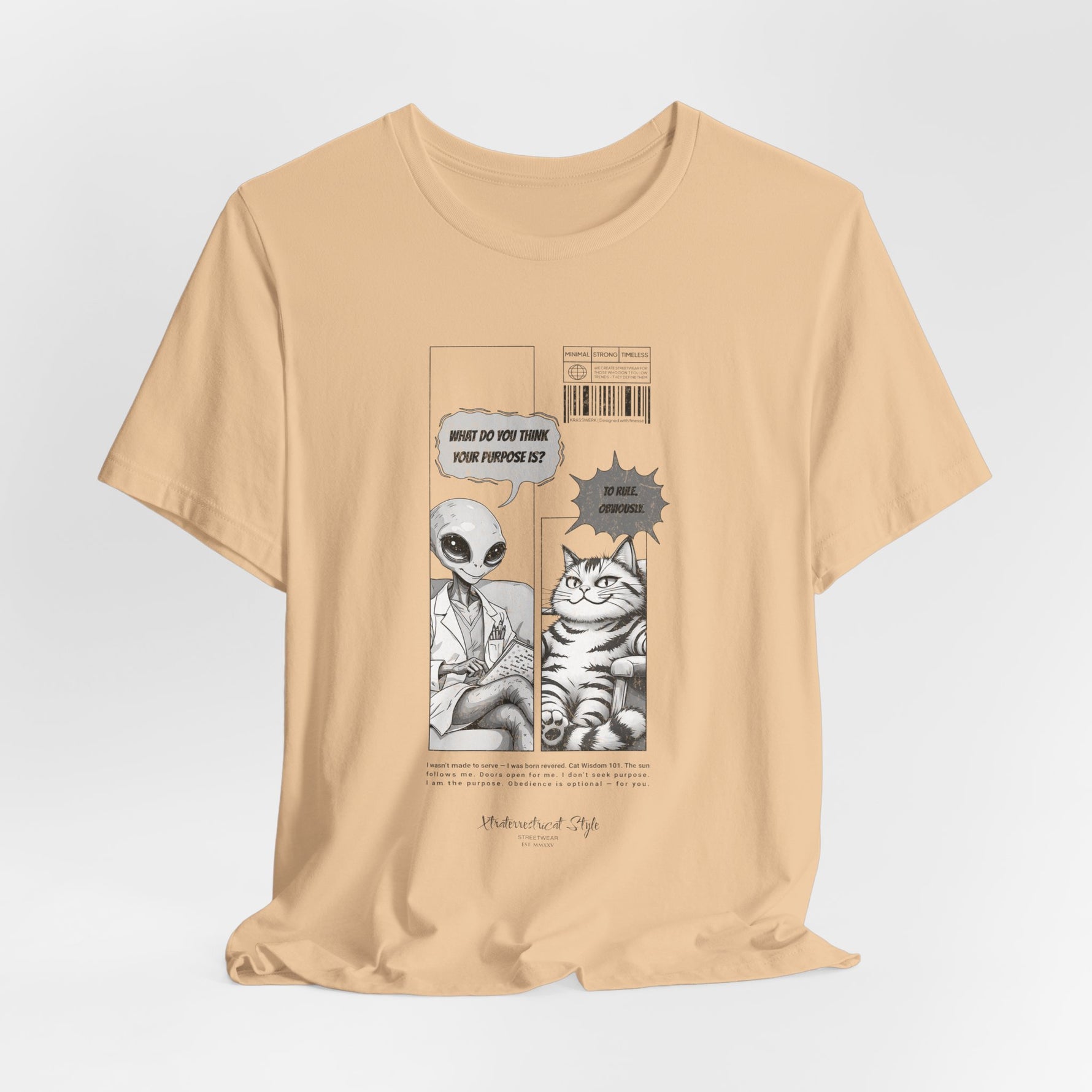 The TO RULE t-shirt in Sand Dune — desert beige tone adds softness beneath the artwork.