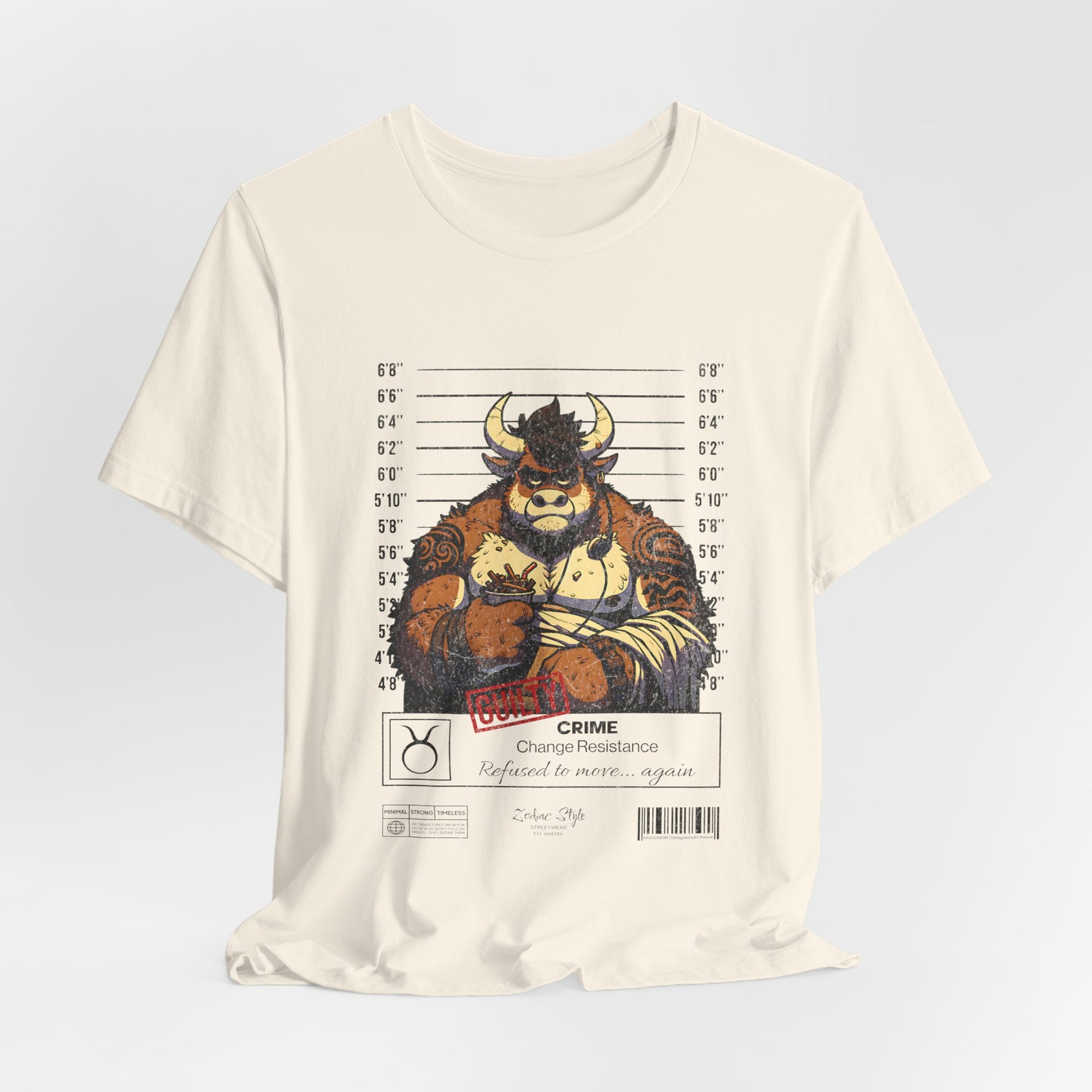 The TAURUS t-shirt in Natural — For the grounded rebel who resists quietly.