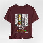 The SUMMER MODE t-shirt in maroon — End-of-summer nights, deep and dreamy.
