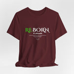 The REBORN t-shirt in Maroon — old wounds, deep strength, quiet rebirth.