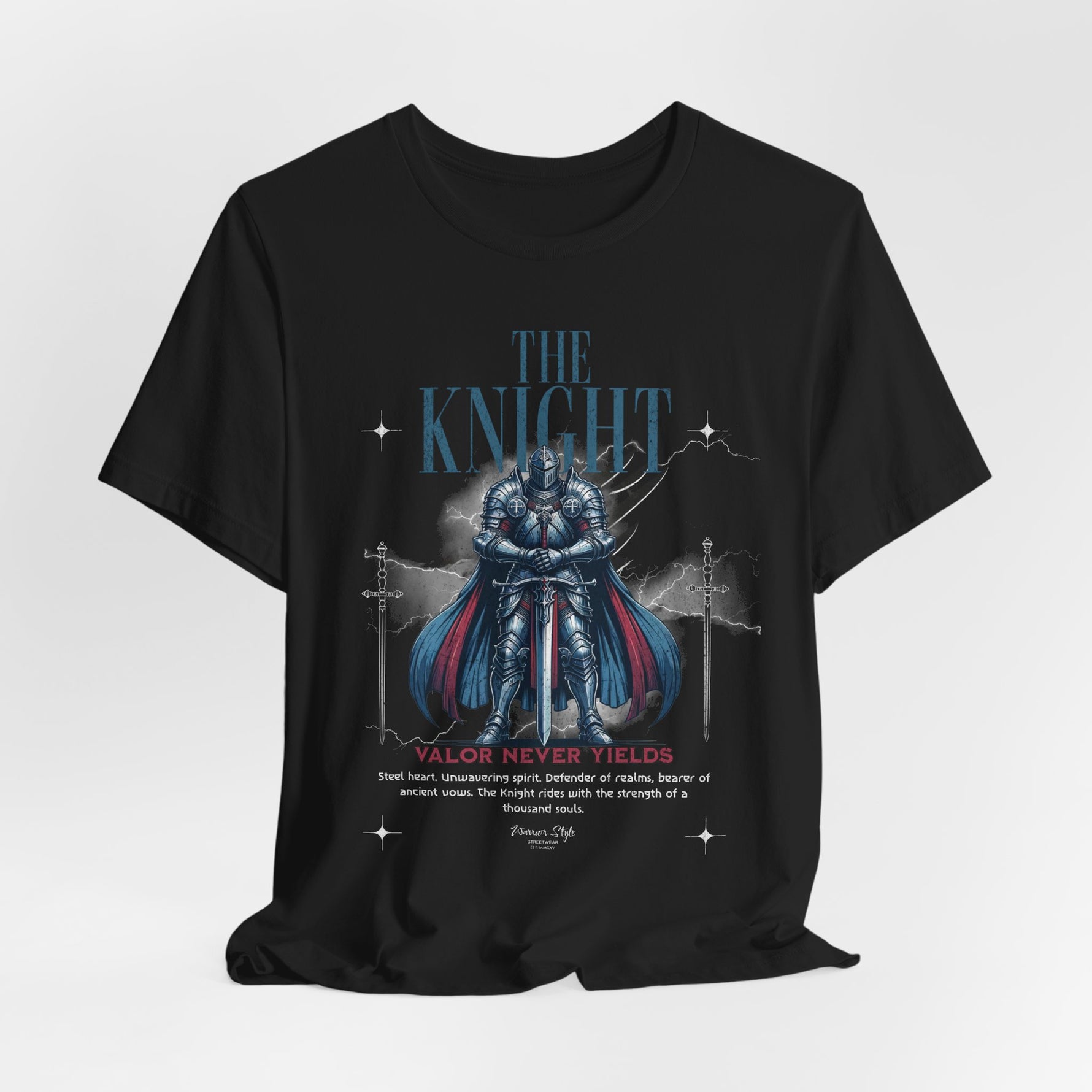 The KNIGHT t-shirt in Black — silent, stoic, and ready for the shadows of battle.