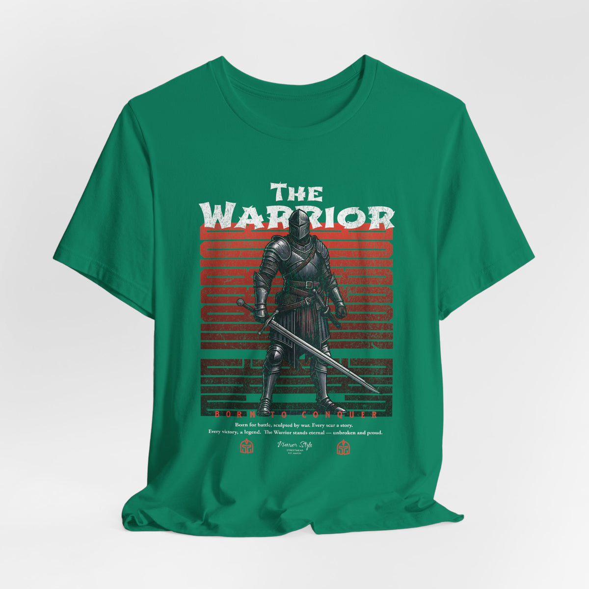 The Warrior t-shirt in Kelly — nature’s calm, a fighter’s will.