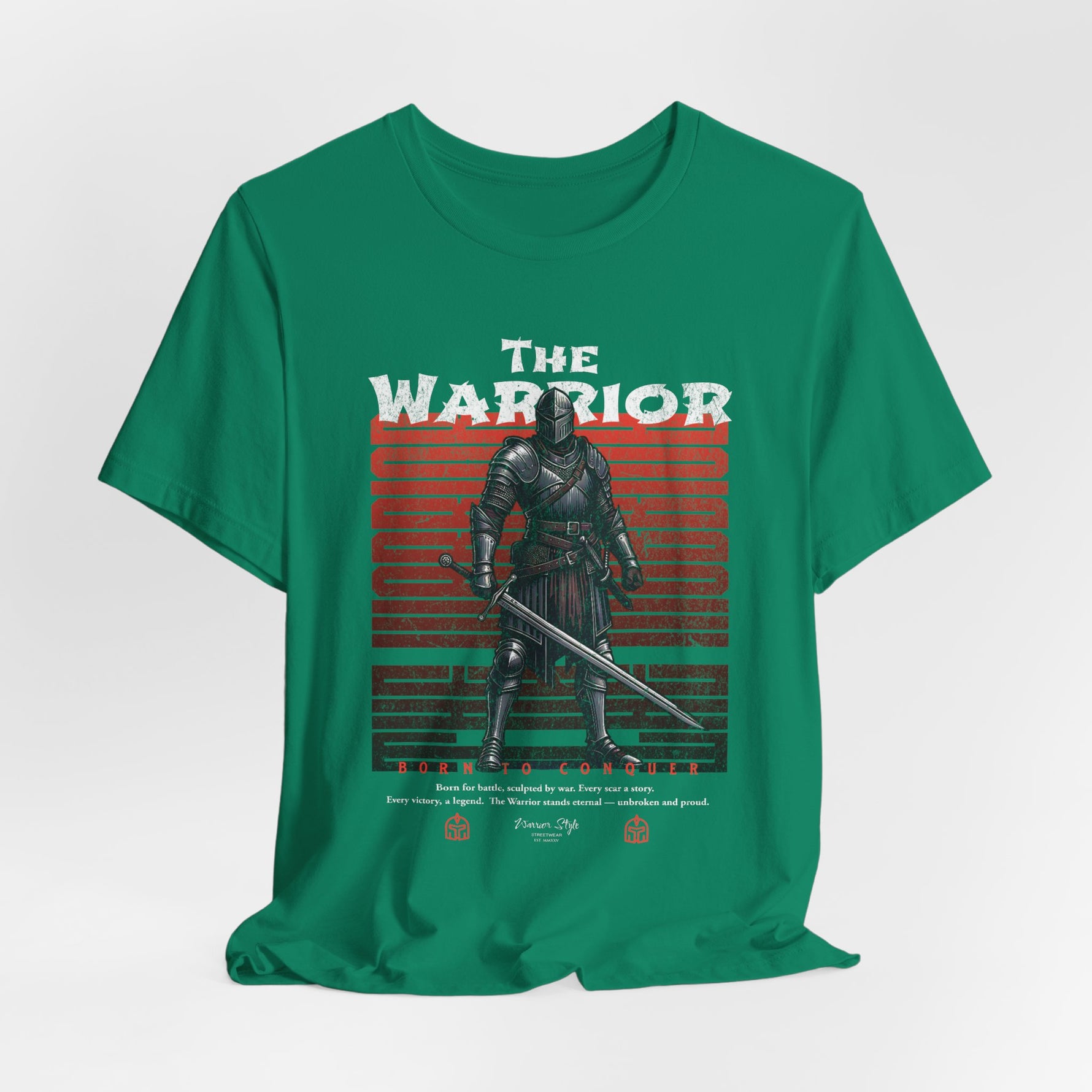 The Warrior t-shirt in Kelly — nature’s calm, a fighter’s will.