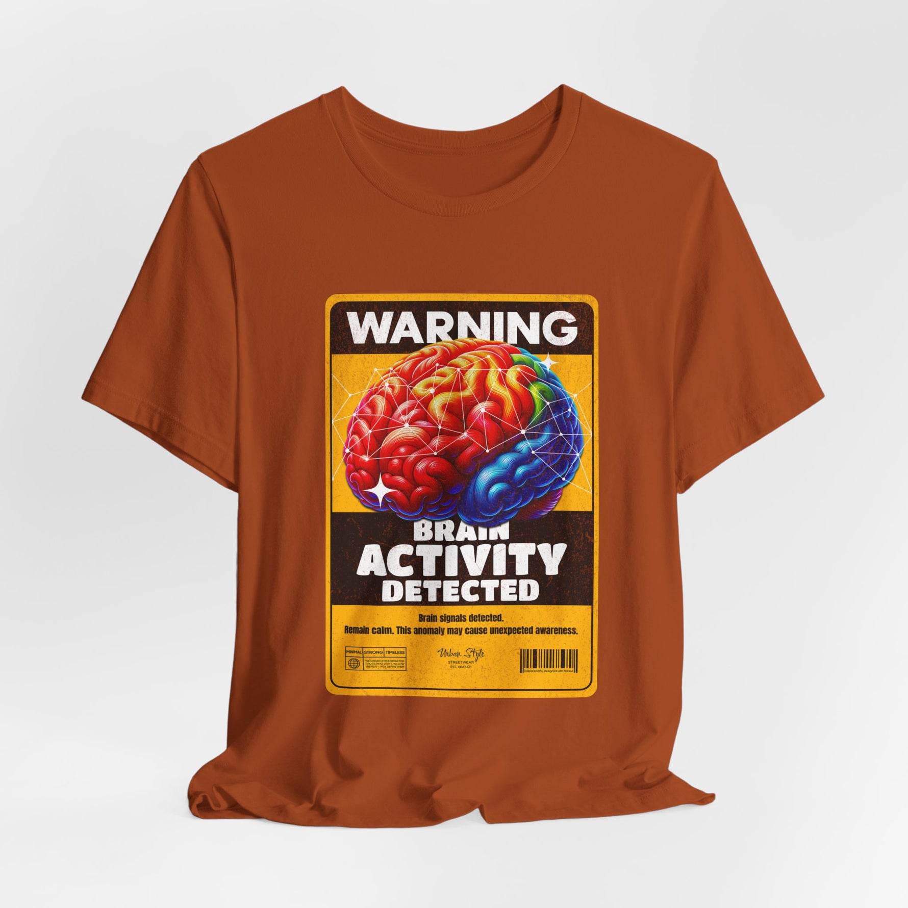 The Brain Activity Detected t-shirt in Autumn — when thoughts turn with the leaves.