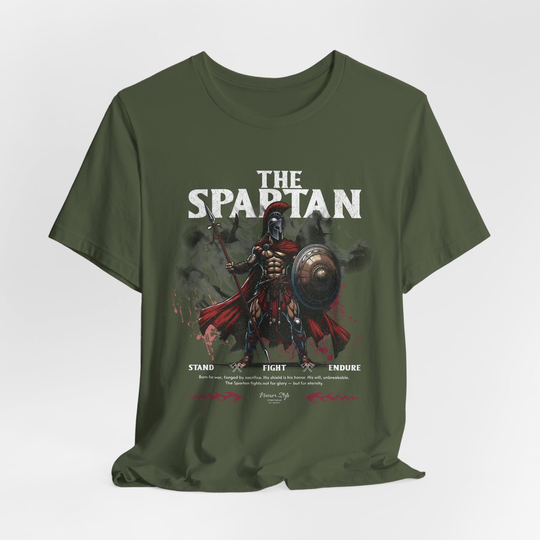 The SPARTAN t-shirt in Military Green — discipline in tone, duty in every thread.