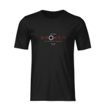 Black t-shirt with 'Broken' graphic design on a white background