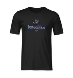 REVOLUTION black tee by KRASSWERK – ghost mockup with centered graphic, no model or background