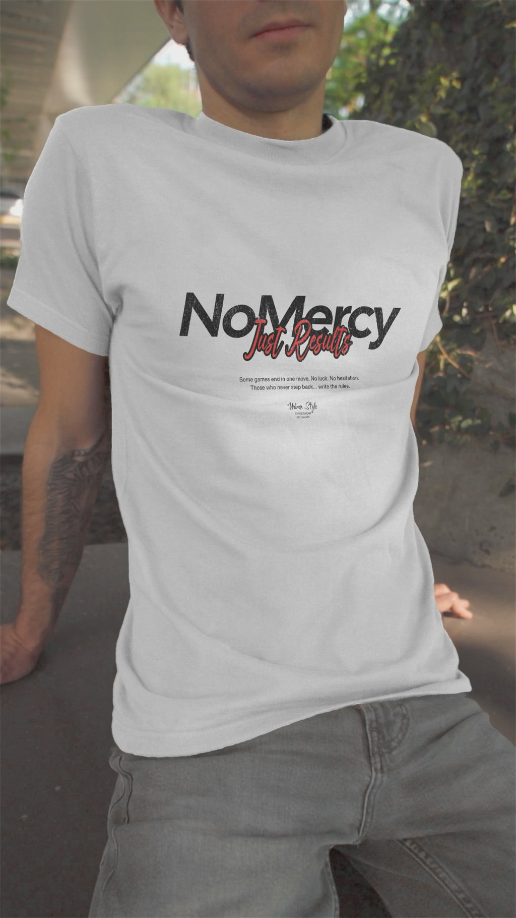 NO MERCY Video — Graphic Tee in WHITE
Minimal design. Maximum presence.
This shirt speaks before you do — and keeps talking after.
Crafted with purpose, printed with precision,
and built for minds that don’t follow trends — they start them.
This is more than fabric. It’s statement in motion.
KRASSWERK | Designed with finesse